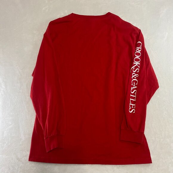 Crooks And Castles Red Long Sleeve Shirt Crewneck Size Large Graphic Logo - Picture 5 of 8